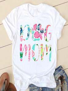 Printed T-Shirts For Women, Oversized Urban Style Tops, Comfortable And Stylish Summer T-Shirts That Go With Everything. Fun Star And Dog Paw Print T-Shirts For Women, Fashionable Ladies' Clothing, Short-Sleeved Cartoon Clothing, Spring And Summer Graphic T-Shirts For Women. - 白色 - 查看 1