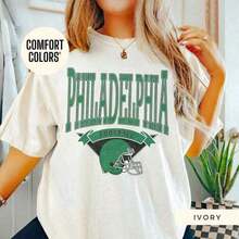 Cute Unisex Premium Casual T-Shirts, Vintage Style, Philadelphia Football Jersey, Retro T-Shirt, Gift For Her, Oversized Unisex T-Shirt From The 2000s, Casual Short Sleeve T-Shirt, Loose Fit Unisex, Comfortable, Urban Vintage Style, Cotton T-Shirt. - 白色 - 查看 6