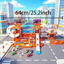 Set Mainan Tempat Parkir Lintasan Kereta Api Besar untuk Anak-Anak, Tema Kereta Api Kota, Cocok untuk 2 Pemain, Hadiah Ulang Tahun Ideal untuk Anak Laki-Laki - Biru - View 9