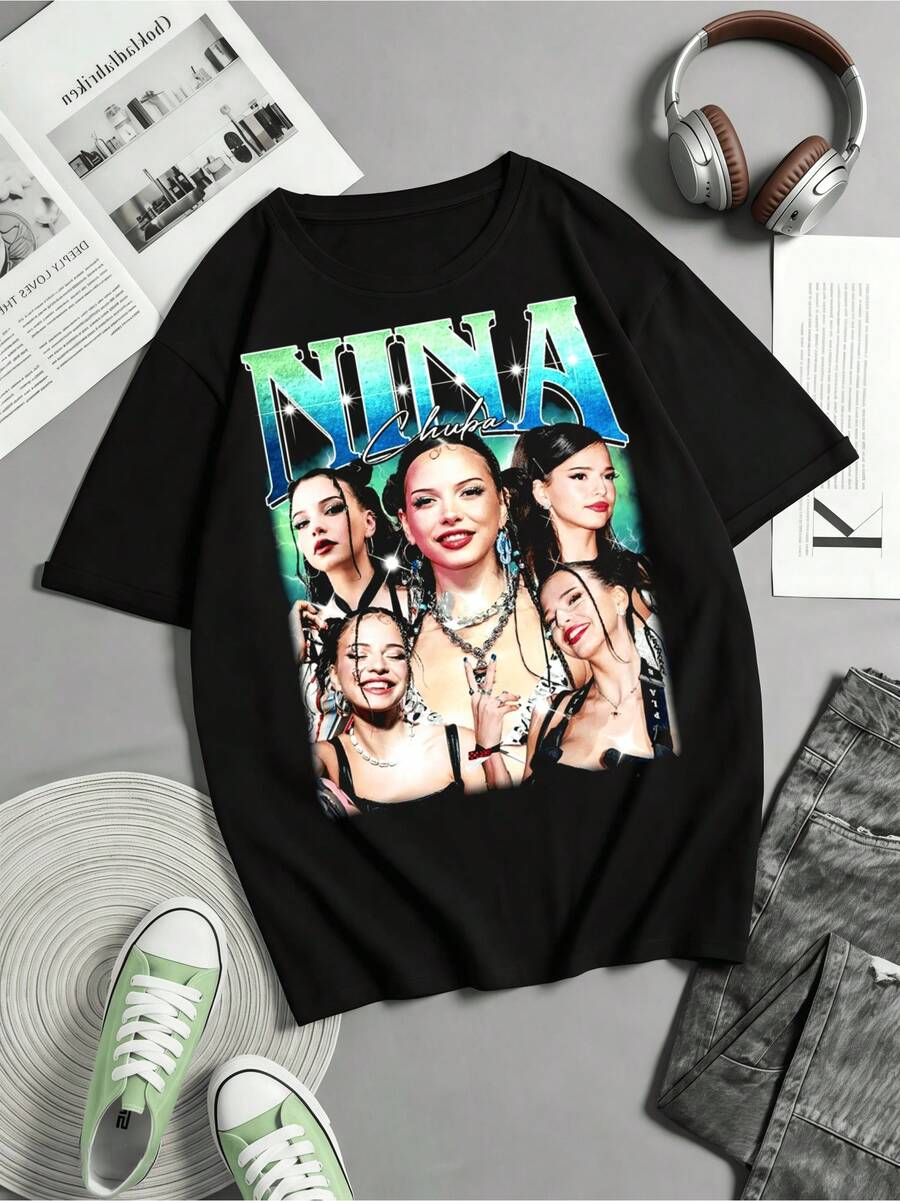 Camiseta unisex Nina Chuba Bootleg, Camiseta Nina Katrin Kaiser, Camiseta del álbum Wildberry Lille, Camiseta de merchandising de Nina Chuba, Camiseta para fans de Nina Chuba - Negro - Ver 1