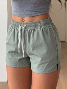 Quần short thể thao nữ, nhiều màu sắc để lựa chọn, quần short chạy bộ tập luyện dành cho nữ, thích hợp mặc ngoài trời mùa hè, quần short nhanh khô, thoáng khí. - Màu xanh Bạc hà - Xem 2