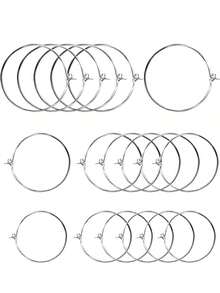 150 Pieces 3 Sizes Silver Plated Wine Glass Charm Rings Earring Beading Hoops Drink Markers For DIY Earrings Crafts Jewelry Making Wine Party Decor, 30mm/25mm/20mm - Suit - View 2