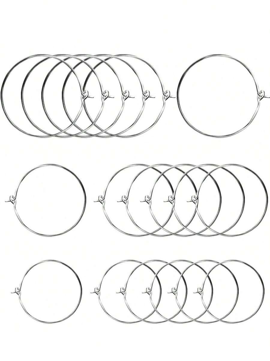 150 Pieces 3 Sizes Silver Plated Wine Glass Charm Rings Earring Beading Hoops Drink Markers For DIY Earrings Crafts Jewelry Making Wine Party Decor, 30mm/25mm/20mm