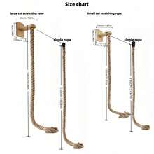 1 pieza Poste rascador de madera para gatos, hecho de cuerda de sisal individual, rascado natural, ahorro de espacio, resistente al desgaste con refuerzo, gancho de juguete para gato, material de madera y sisal, suministros para mascotas del hogar, cuerda rascadora para gatos montada en la pared, marco de escalada para gatos, tabla rascadora para gatos, adecuado para uso doméstico - Multicolor - Ver 12