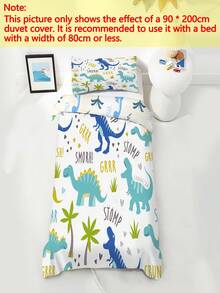 Bộ ga trải giường trẻ em 2/3 món họa tiết khủng long xanh dương và xanh lá cây (Bộ sưu tập Xuân/Hè) Bộ vỏ chăn in hai mặt, phù hợp cho trẻ em, thanh thiếu niên, bé trai và bé gái, sử dụng được quanh năm, có khóa kéo (không kèm ruột chăn). Kích thước vỏ gối 50x75cm, 100% polyester. - Nhiều màu - Xem 3