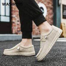 WASIROYI Men's Casual Canvas Slip-On Sneakers For Halloween, Outdoor Lightweight Breathable Flat Loafers - 米色 - 查看 6