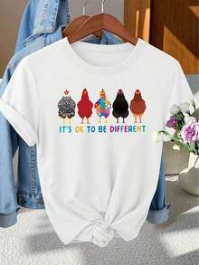 Mujeres Redondo Cuello Ajustado Camiseta <lt; Mundo Autismo Conciencia Día &Gt; Es De acuerdo A Sea Diferente Colorido Gallo Rompecabezas Elegante Mujeres Ropa Limitado Edición Impreso Patrón Redondo Cuello Primavera Verano Otoño Corto Manga Camiseta A la moda Para Fotos Desplazamientos diarios Vacaciones Diario Versátil Retro Estilo Superior 2026-Adecuado Para Diario Desgaste, Vacaciones Fiesta-Vintage Calle Estilo Unisexo Suelto Algodón Corto Manga Tripulación Cuello Camiseta 100% algodón puro - Blanco - Ver 6