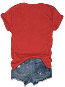 World Cup Themed Printed Short-Sleeve T-Shirt [World Cup Licensed] 2026 World Cup, Football-Themed Fun Printed Short-Sleeve T-Shirt, Street Style - 紅色 - 查看 4