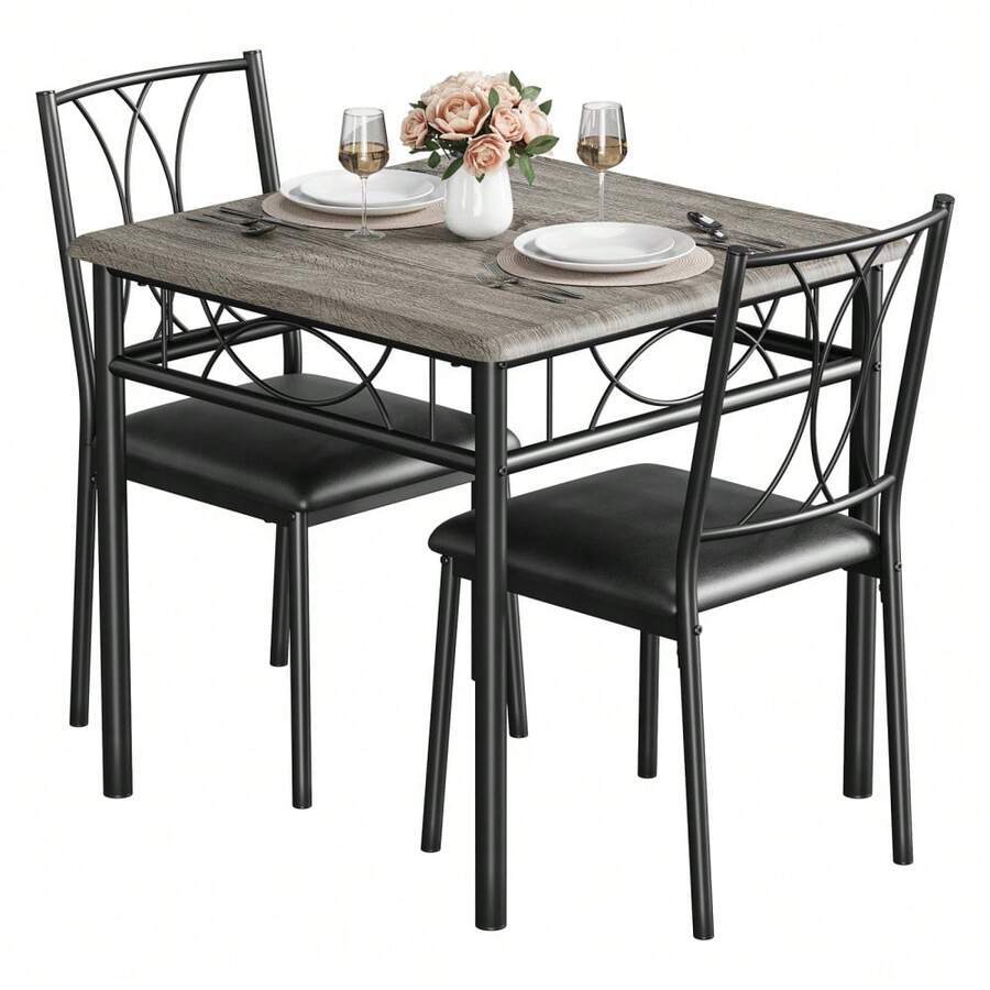 Dining Table & Chair Sets - Grey+ Cushioned Seat - View 1