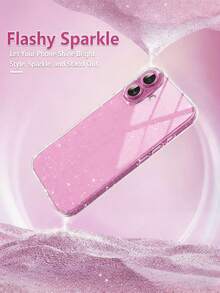 1件裝亮面透明手機殼，適用於 iPhone 17，適合女性/女孩，兼容系列手機，可愛防震，全鏡頭保護，閃亮軟矽膠手機殼，兼容 17 Pro Max、17 Pro、16、16 Plus、15 Pro Max、14、13、12、11，手機配件 - 無色 - 查看 3