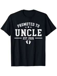 Camiseta unisex de manga corta, para hombrePromovidoATíoCamisetaBebéDuchaAnuncioRegaloCamisaDivertidoFamiliaPuestoCambioTee,CortoMangaTripulaciónCuelloTopplayerashombre, , , Dazymujer,romwehombres, bohochic,maestrasregalos,camisetaparaconjuntos de mujercon curvasparamu,y2k, - Negro - Ver 6