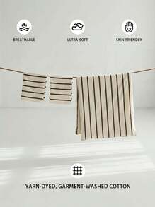 100% Washed Cotton Boho Striped Duvet Cover Set – Modern Soft Bedding (1 Duvet Cover + 1/2 Pillowcases) For All Seasons - Multicolor - View 3