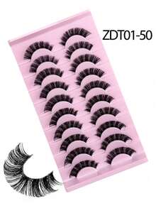 10 Pairs D-Curl Curly Russian False Eyelashes, Natural Fluffy Faux Mink Lashes, Thick And Long, Create Fox Eye Lifting Effect - Criss Cross lashes - View 8