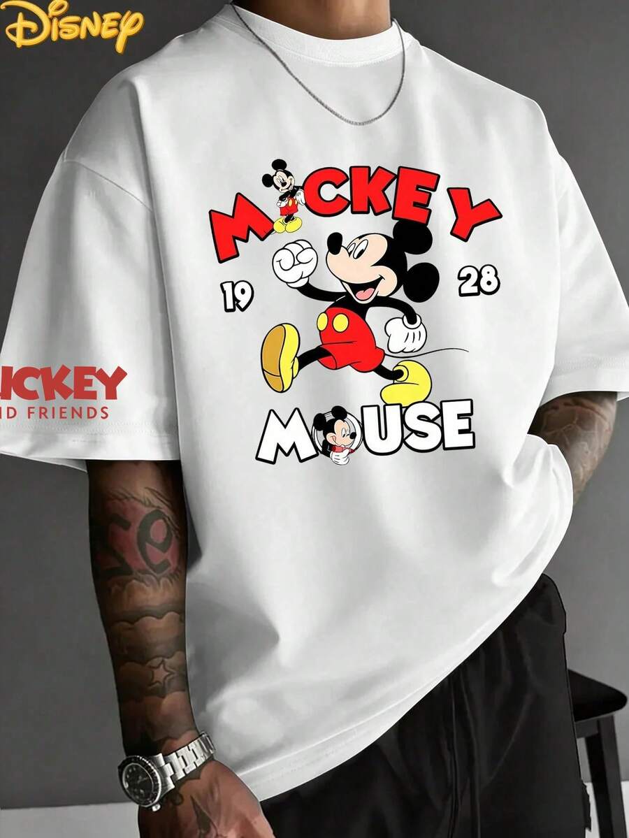 Disney Men's Classic "Mickey Mouse" Graphic T-Shirt, Featuring The Iconic "Wizard's Apprentice" Character In A Fun Four-Panel Retro Collage Design, Crew Neck, Short Sleeve, Made From Premium 100% Cotton. This Eye-Catching White T-Shirt Displays A Playful Arrangement Of Mickey's Most Popular Expressions And Poses On The Back, From His Cheeky Wave To His Classic Profile, Paired With Matching Mini-Prints On The Chest And Sleeves For A Cohesive, Vintage-Inspired Look. The Design Captures The Timeless Charm Of The World-Famous "Big Cheese" And Brings A Touch Of Nostalgia To Everyday Wear. Perfect For Casual Outings, Themed Gatherings, Or Weekend Adventures, It's Made From Soft, Breathable Cotton For All-Day Comfort, Pairs Easily With Jeans, Cargo Pants, Or Shorts, And Appeals To Fans Of All Ages. - trắng - Xem 1