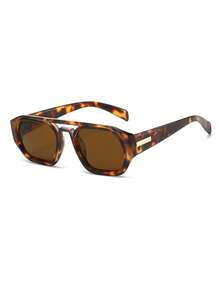 1 Pair Men's Leopard Print Double Bridge Aviator Vintage Street Style Fashion Glasses - Multicolor - View 2