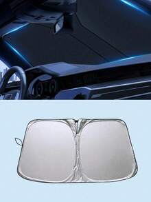 1 pieza Parasol de coche con aislamiento térmico y diseño negro, con marco metálico plegable y reutilizable - Un accesorio de parasol de verano para enfriar el interior. - A - Ver 11