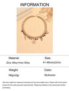 1pc Beach Vacation Style Necklace, Colorful Stone Pendant Seashell Charm, Fashionable Jewelry Suitable For Daily Wear, Summer Vacation, Dates, Parties, Music Festivals. The Size, Shape And Color Arrangement Of The Colorful Stones Are Random And Not Fixed. - Multicolor - View 5
