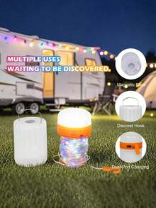 1pc USB Rechargeable Camping Light Strip, Approx. 39.3 Inches (100cm) Long, With Flashlight Function, Supports Phone Charging, 1200mAh Battery, Suitable For LED Lights Outdoor, Garden, Tent, Car, Birthday Gift, Starry Sky - Camping Lights - View 6