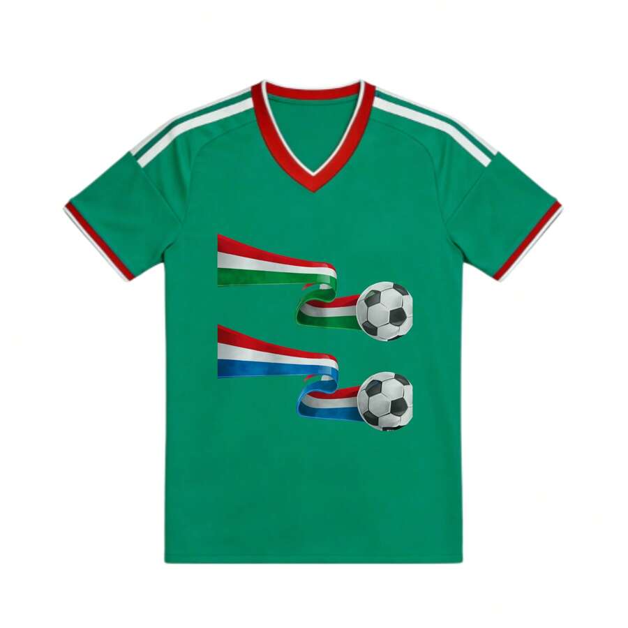 Camiseta de fútbol Diseño de Patrón de Balón de Fútbol con Bandera - Multicolor - Ver 1