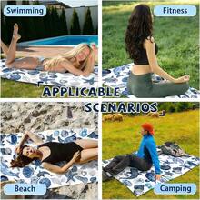 1pc Summer Boho Style Ocean Life Collection: Various Sea Creatures And Shells, Watercolor Painting Style. Beach Towel For Swimming Pool Vacation - Microfiber, Quick-Dry, Sand-Free & Lightweight Extra Large Towel For Pool, Beach, Yoga & Travel -Gift For Adults Women Men - 彩色 - 查看 3