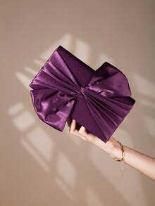 Satin Butterfly Shaped Clutch Bag, Suitable For Balls And Formal Occasions - Purple - View 8