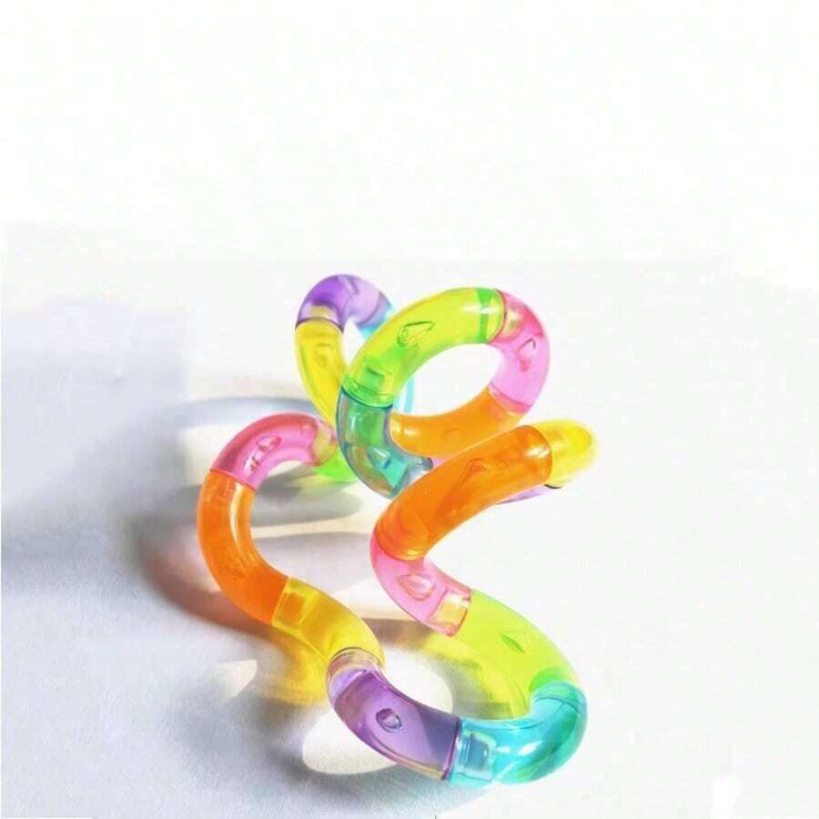 New: Rainbow Twist Rope Toy, Versatile Stress Relief Tool, TANG Pressure Release, Finger Dexterity Trainer, Vibrant Colored Toy, Rainbow Stretch/Wrap/Connect Creative Shapes, Office Stress Relief Toy, Anxiety Relief Toy - Surprise Gift - Birthday Gift - Christmas Gift - Halloween Gift - Perfect Gift - Gift - Toy - 水晶(粉紅色) - 查看 1