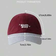 1pc Retro Contrast Color "SUN DAY" Embroidered Baseball Cap, Versatile Small Face Visor Hat, Outdoor Sun Protection - Multicolor - View 2