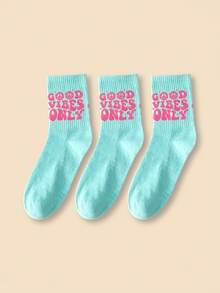 1/3/5/6 Pairs Women Letter & Flower Mid-Calf Socks, New Spring/Autumn High Elasticity Casual Tube Socks, Comfortable Soft Student Socks, Street Style Ladies Socks - Multicolor - View 13