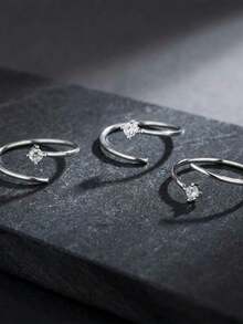 Anillo para el dedo del pie minimalista con circonita brillante, anillo para el dedo del pie ajustable de cobre, accesorio de joyería para vacaciones de verano en la playa, decoración delicada y apilable para los pies - Plateado - Ver 5