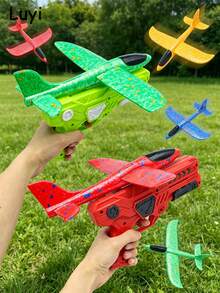 Foam Glider Launcher Toy Set, With 2 Flight Modes Glider Plane, Outdoor Activity Toy For Boys And Girls, Birthday/Christmas Gift - Multicolor - View 3
