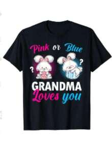 Pink Or Blue "Grandma Loves You" Easter T-Shirt For Baby - Black - View 1