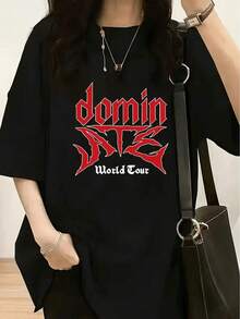 1 Piece Of Women's Fashion T-Shirt, Spring-Summer, With A White Teddy Bear Wearing Fashionable Glasses And Red And Blue Striped Pants, 180g, 100% Cotton. - 黑色 - 查看 1