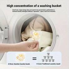 100颗装樱花三合一洗衣球套装 - 清洁、柔顺、去污洗衣球，含香氛浓缩洗衣液、衣物柔顺剂、防静电、奢华香氛洗衣凝珠 - 72小时锁香技术，呵护精致衣物，植物基低致敏性沉香香氛洗衣片，经认证的奢华凝珠，圣诞礼盒套装，以及热门洗衣球（50颗无塑料凝珠，中国制造） - 液體 - 查看 6