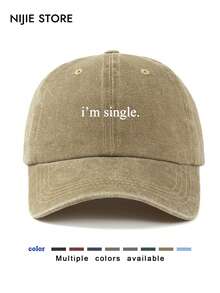 1pc Women's Minimalist Vintage Washed Baseball Cap With "I'm Single" Pattern, Adjustable Retro Dad Hat, Lightweight And Comfortable, Suitable For Outdoor Activities And Daily Wear,Beach,Travel - God's Plan Over Mine - View 10