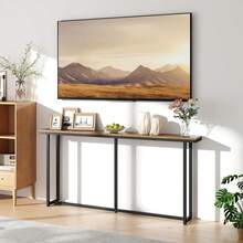 Narrow Console Table 20x180x80 Cm Iron Wood Hallway Table For Small Spaces Easy Assembly Sturdy Entryway Sofa Table Rustic Brown Black - 20x160x80 cm - View 8