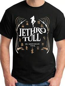 Men's Black T-Shirt Jethro Tull 50th Anniversary - Comfortable And Cool With Band Emblem And Enigmatic Design, Ideal Gift For Music Enthusiasts, Machine Washable - 黑色 - 查看 6