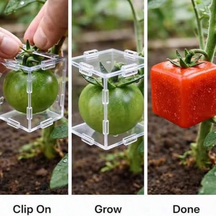 Portable Fruit Shaped Mold - Creative Square Tomato/Triangular Pear Shaping Box, Orchard Fruit & Vegetable Molding Tool, Transparent Acrylic DIY Planting Mold, Gardening & Floral Craft Material - A - View 5