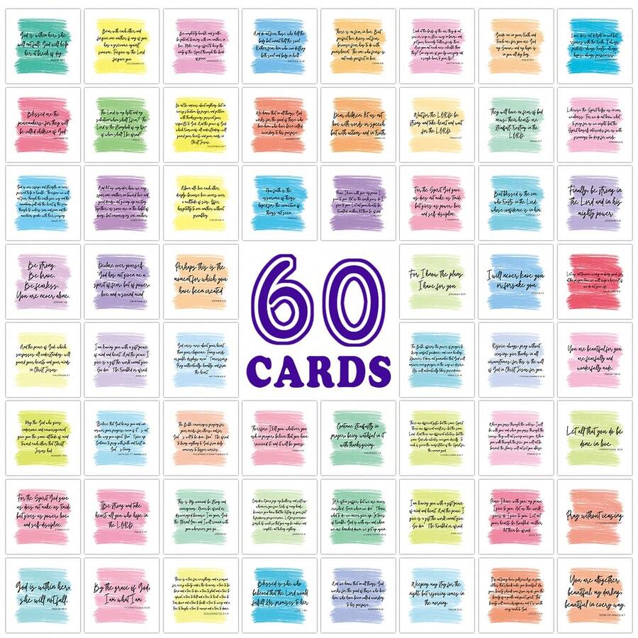 60pcs Inspiring Bible Verse Cards, Suitable For Prayer And Gratitude - Various Mini Scripture Cards For All Occasions - Uplifting And Motivational Religious Gifts For Men And Women - View 1