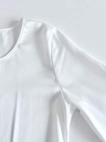 Elegant Acetate Dress Spring 2026, Long Sleeves, Bow At Back - White - View 5