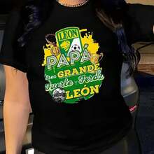 MGY Women's Soft 100% Cotton T-Shirt With "LION DAD BIGGER THAN THE DATE LION" Print, Soccer Jersey, Short Sleeve And Round Neck, Machine Washable, Casual And Perfect For All Seasons - 黑 - 查看 9