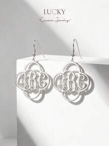 Personalized Name Earrings, Double-Layer Metal Name Earrings, 3D Name Pendant, Birthday Gift For Women - Earring Style 4 - View 3