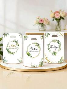 Bolsas de regalo para llevar (60/50/30/20/10 unidades), ideales para bodas, fiestas, cumpleaños y otras ocasiones; bolsas de regalo con flores secas de eucalipto verde, bolsos de mano portátiles y bolsas de almacenamiento para el hogar. - A - Ver 6
