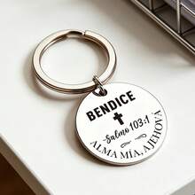 Llavero de acero inoxidable inspirador, grabado con texto en español, duradero y elegante, regalo de cumpleaños ideal para amigos, accesorio religioso | Llavero decorativo | Llavero duradero - Plateado - Ver 6