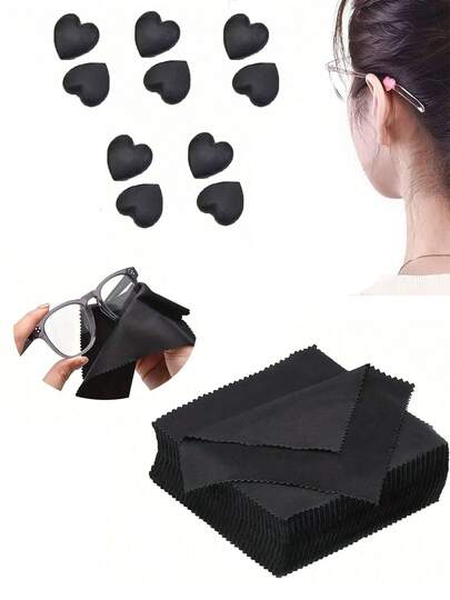 100pcs Cloth + 10pcs Anti-Slip Sleeves For Eyeglasses, Eyewear Accessories / 50/30/20/10/5pcs Reusable Glasses Cleaning Cloth, Jewelry, Electronics And Other Multipurpose Cleaning
