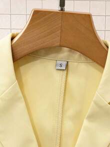 Chaleco de traje simple y casual de solapa, de una sola hilera y sin mangas - Amarillo - Ver 5