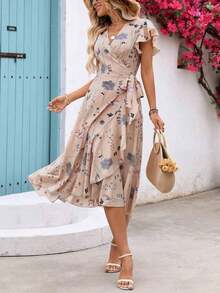 Women Midi Dresses - Khaki - View 6
