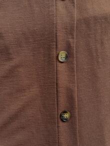 Women's Casual Cardigan, Open Front Lightweight Long Sleeve, Button Design, Loose Solid Color Jacket, Spring/Summer - Coffee Brown - View 6
