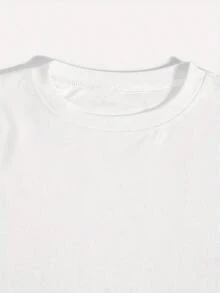 Camiseta de Verano para Mujer, Top de Manga Corta a para Vacaciones, Estampado Tropical Floral con Diseño Solares, Cuello Redondo, Camiseta Deportiva Casual Versátil, Tela Cómoda y Transpirable con Elasticidad Media, Top de para Mujer, Regalo para, Estilo Veraniego - Blanco - Ver 3