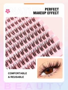 Asiteo 120 Pcs D-Curl New Natural Style False Eyelashes Cluster, Long & Silky, That Is Comfortable And Easy To Wear, And Can Last All Day. Natural Curled Lashes Can Be Paired With Various Styles Of Makeup, A Must-Have For Beginners In Beauty - D - View 2
