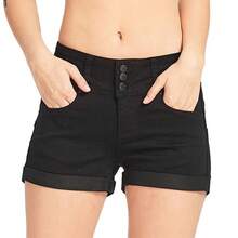 Shorts de mezclilla elásticos multicolor de nuevo estilo que realzan la cintura - Azul oscuro - Ver 4